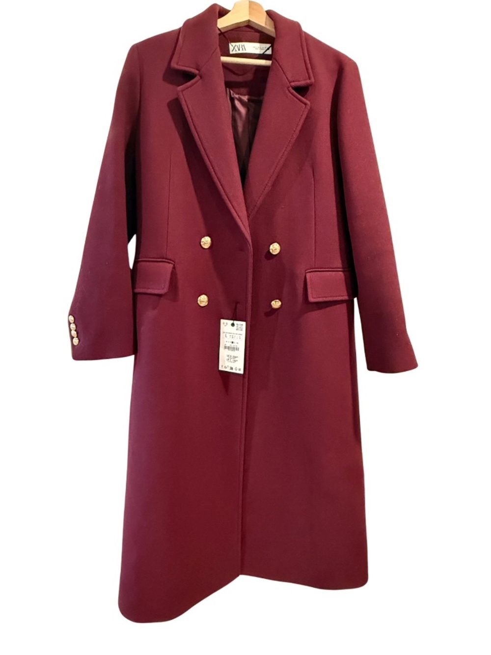 Zara Burgundy Double-Breasted Trench Coat - Picture 2 of 13